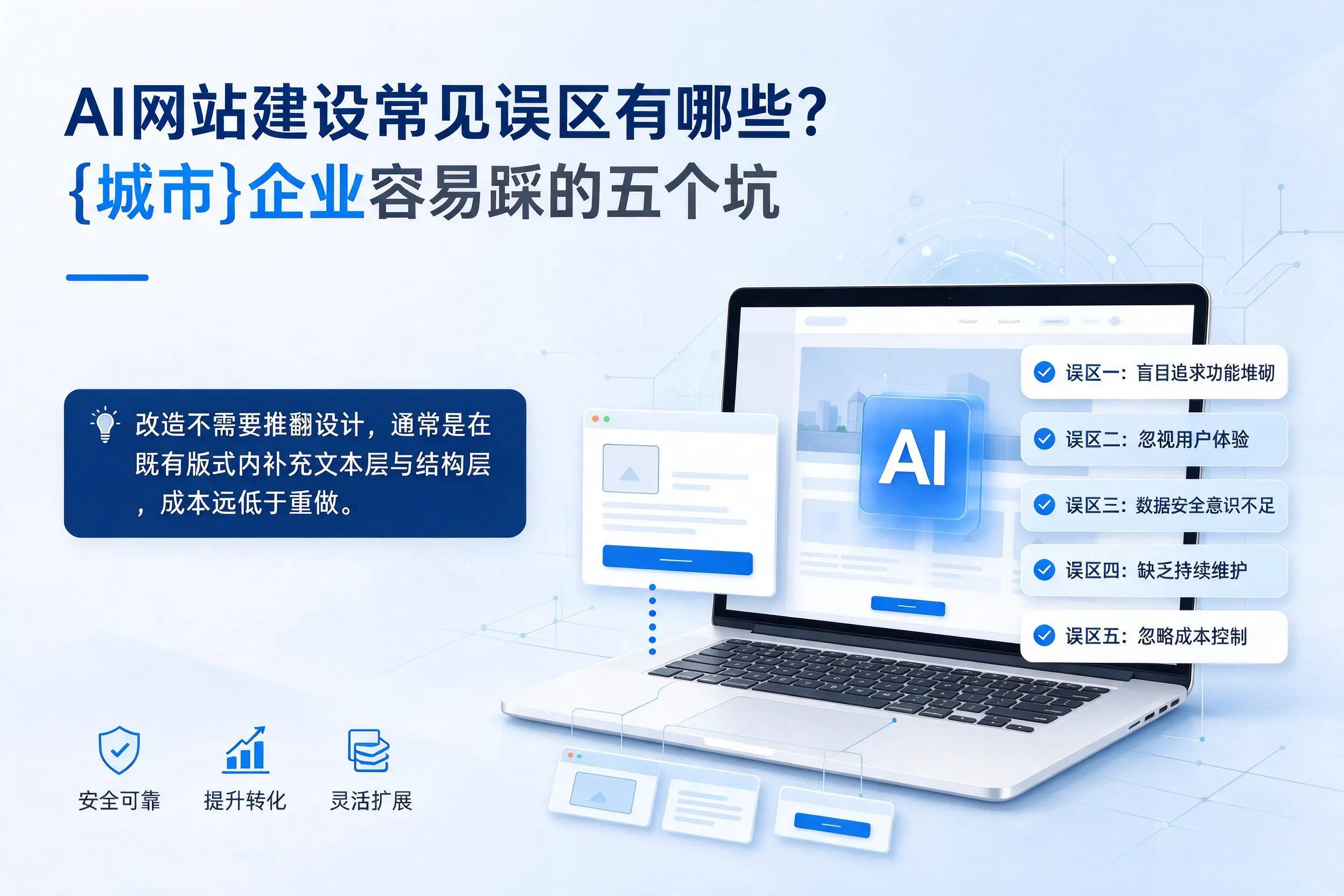 AI网站建设常见误区有哪些？运城企业容易踩的五个坑